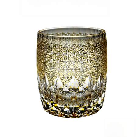 Edo Kiriko "Infinite Nature" Golden Crystal Whiskey Glass