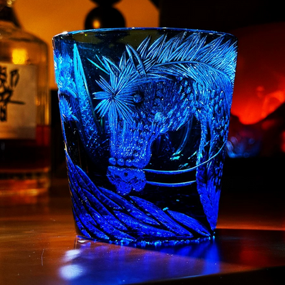 Edo Kiriko "Tang Stallion" Crystal Whiskey Glass