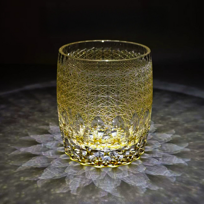 Edo Kiriko "Infinite Nature" Golden Crystal Whiskey Glass