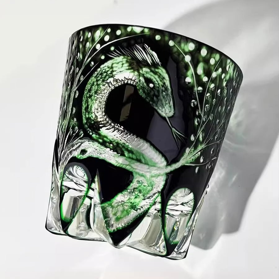 Edo Kiriko "Serpent of Fortune"  Whiskey Glass