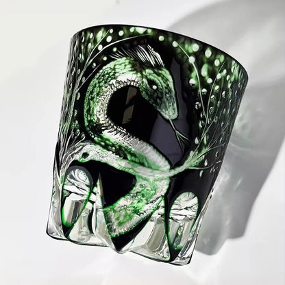Edo Kiriko "Serpent of Fortune"  Whiskey Glass