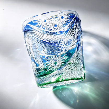 Edo Kiriko "Imperial Dragon" Crystal Whiskey Glass