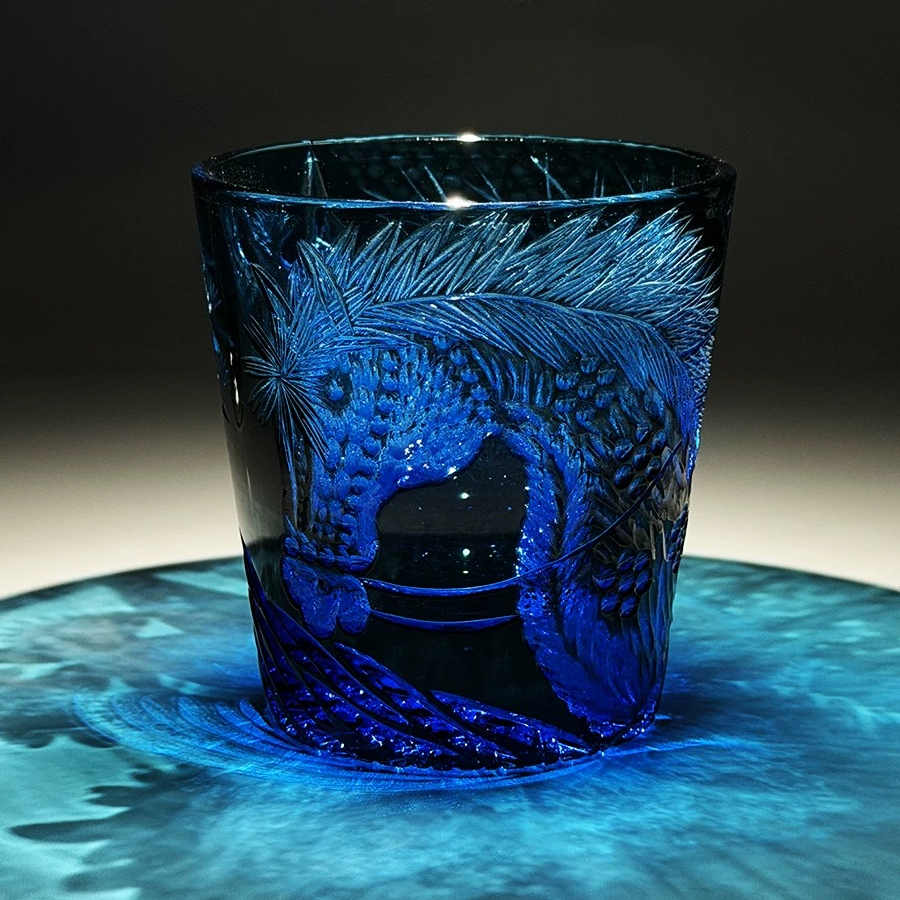 Edo Kiriko "Tang Stallion" Crystal Whiskey Glass