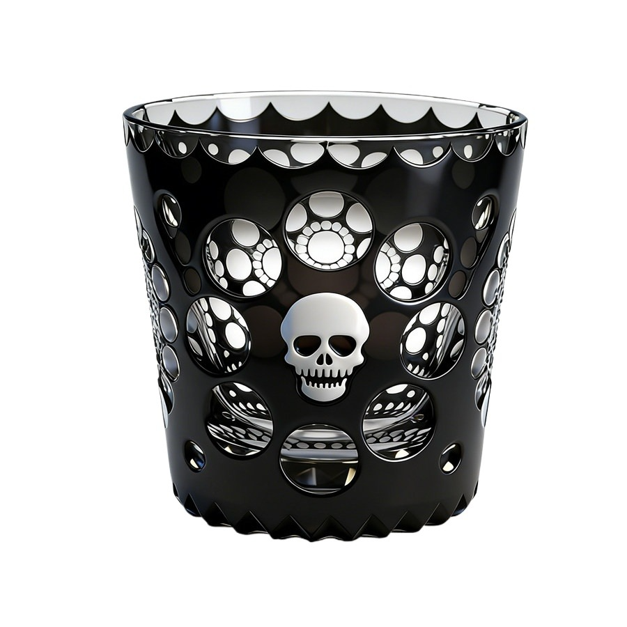 Edo Kiriko "Memento Mori" Skull Crystal Whiskey Glass