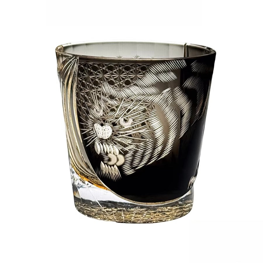 Edo Kiriko Handcrafted Tiger Whiskey Glass