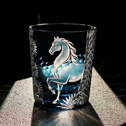 Edo Kiriko "Steed of Success" Crystal Whiskey Glass