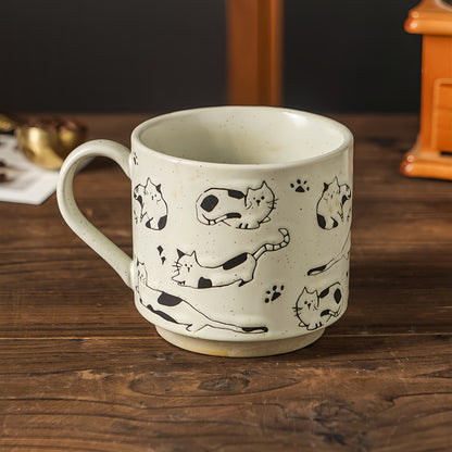 Hand-Drawn Vintage Kitten Design Coffee Cup