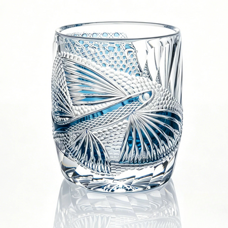 Edo Kiriko "Flying Fish" Crystal Whiskey Glass