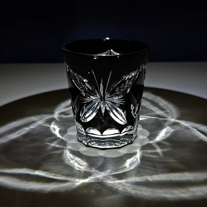 Edo Kiriko "Dark Butterfly" Crystal Whiskey Glass