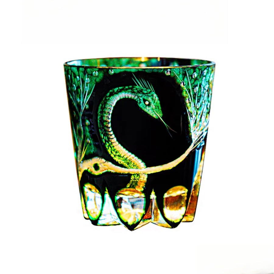 Edo Kiriko "Serpent of Fortune"  Whiskey Glass