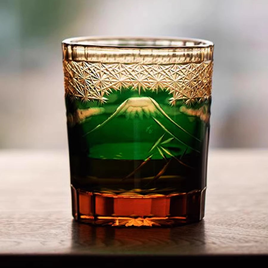 Edo Kiriko Mount Fuji Whiskey Glass