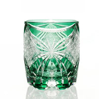 Edo Kiriko  "Emerald Butterfly" Handcrafted Whiskey Glass