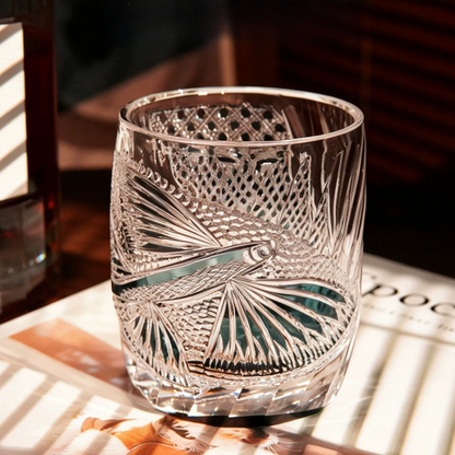 Edo Kiriko "Flying Fish" Crystal Whiskey Glass