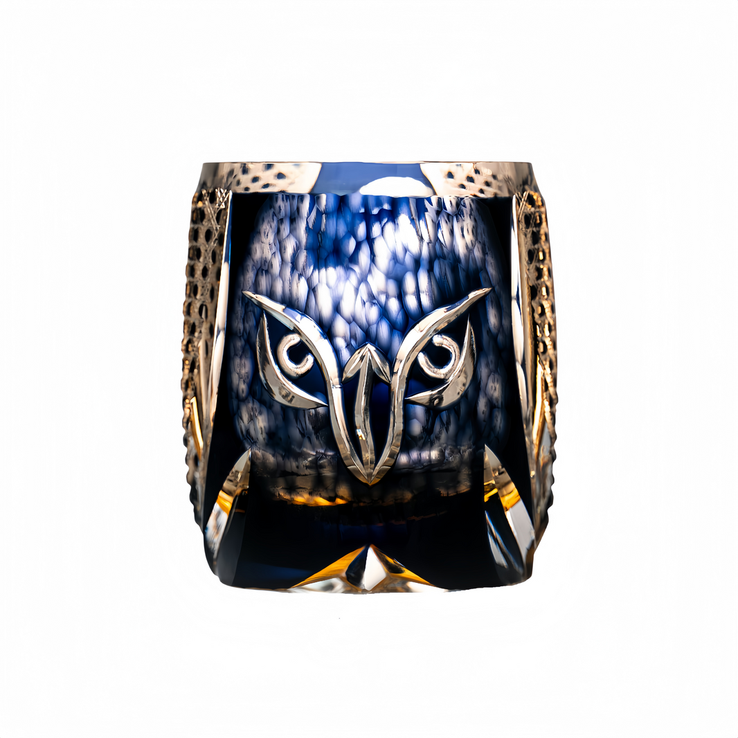 Edo Kiriko Handcrafted Owl Whiskey Glass